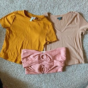 Bundle two ribbed t shirts and one tube top